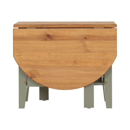 Santos Drop Leaf Coffee Table - Green Distressed Waxed Pine, Space-Saving Design
