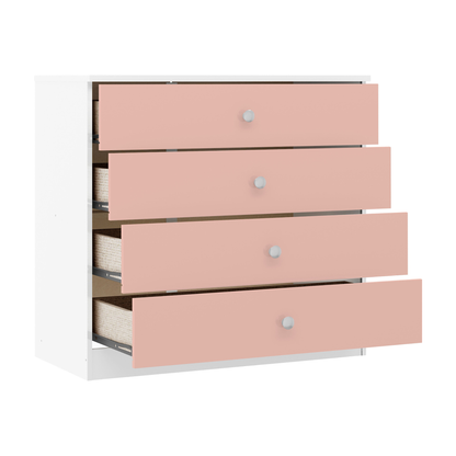 Denver Trio Set White/Pink Gloss Wardrobe Chest & Bedside