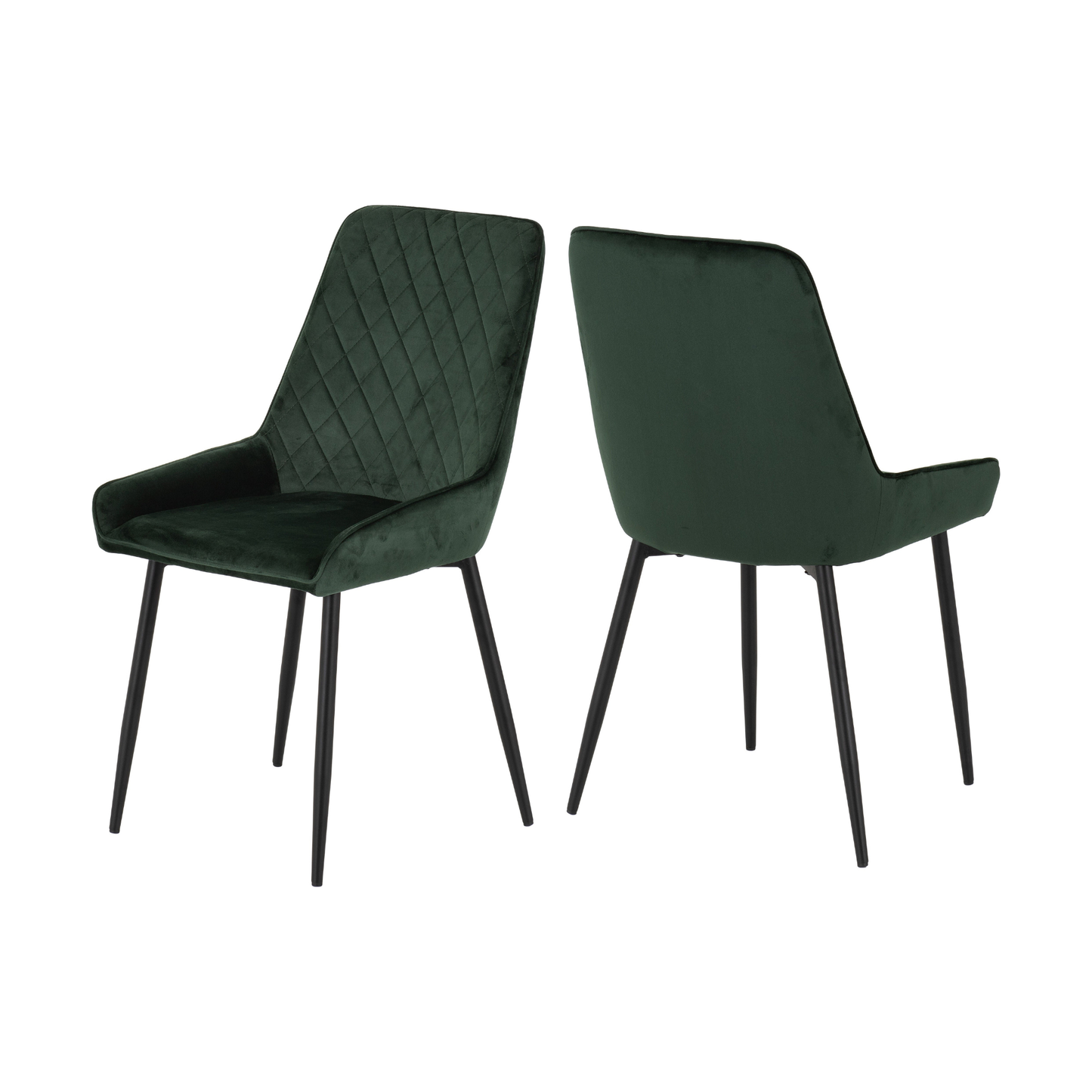 Quebec Straight & Avery Dining Set - Oak Effect/Green Velvet