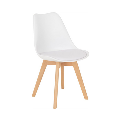 Bendal Dining Chair (Set of 4) – White Faux Leather/Beech