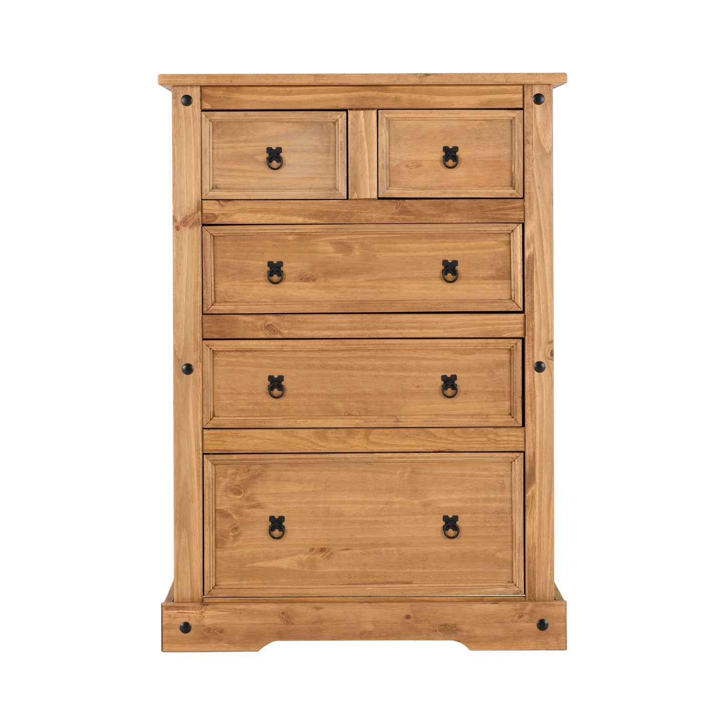 Corona 3+2 Drawer Chest – Distressed Waxed Pine, Rustic Storage