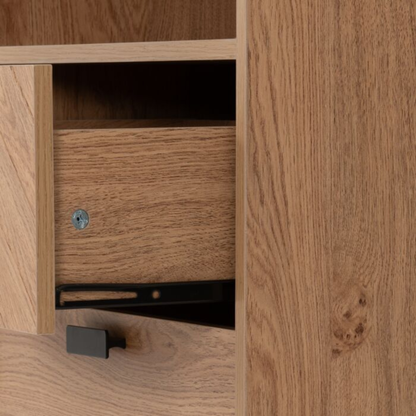 Leon 2 Drawer 2 Shelf Cabinet – Medium Oak Storage Unit