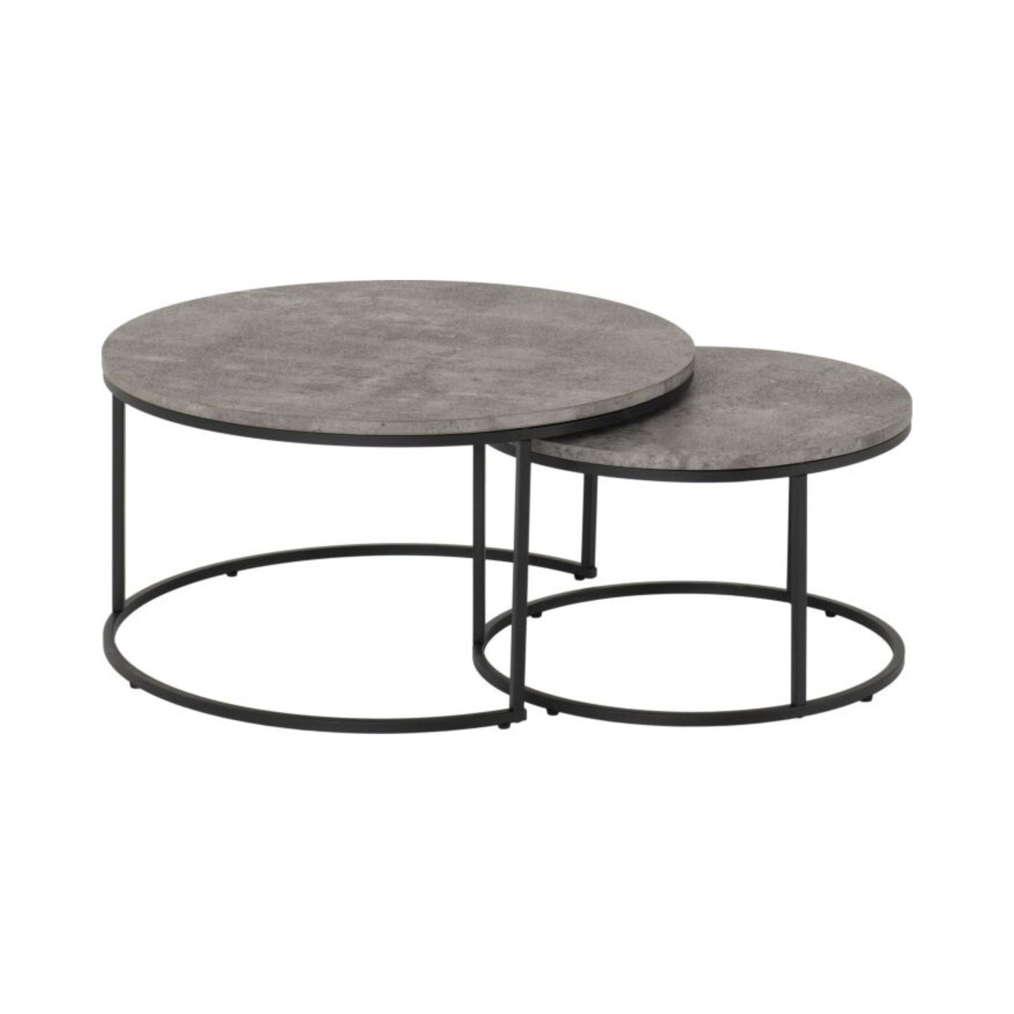 Athens Round Coffee Table Set - Concrete Effect
