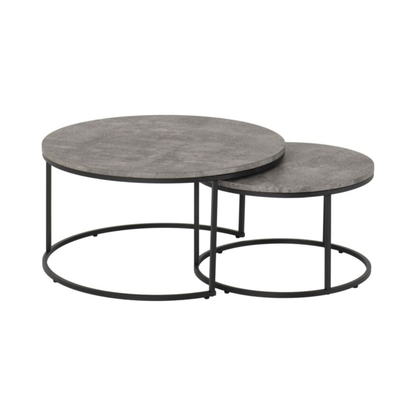 Athens Round Coffee Table Set - Concrete Effect
