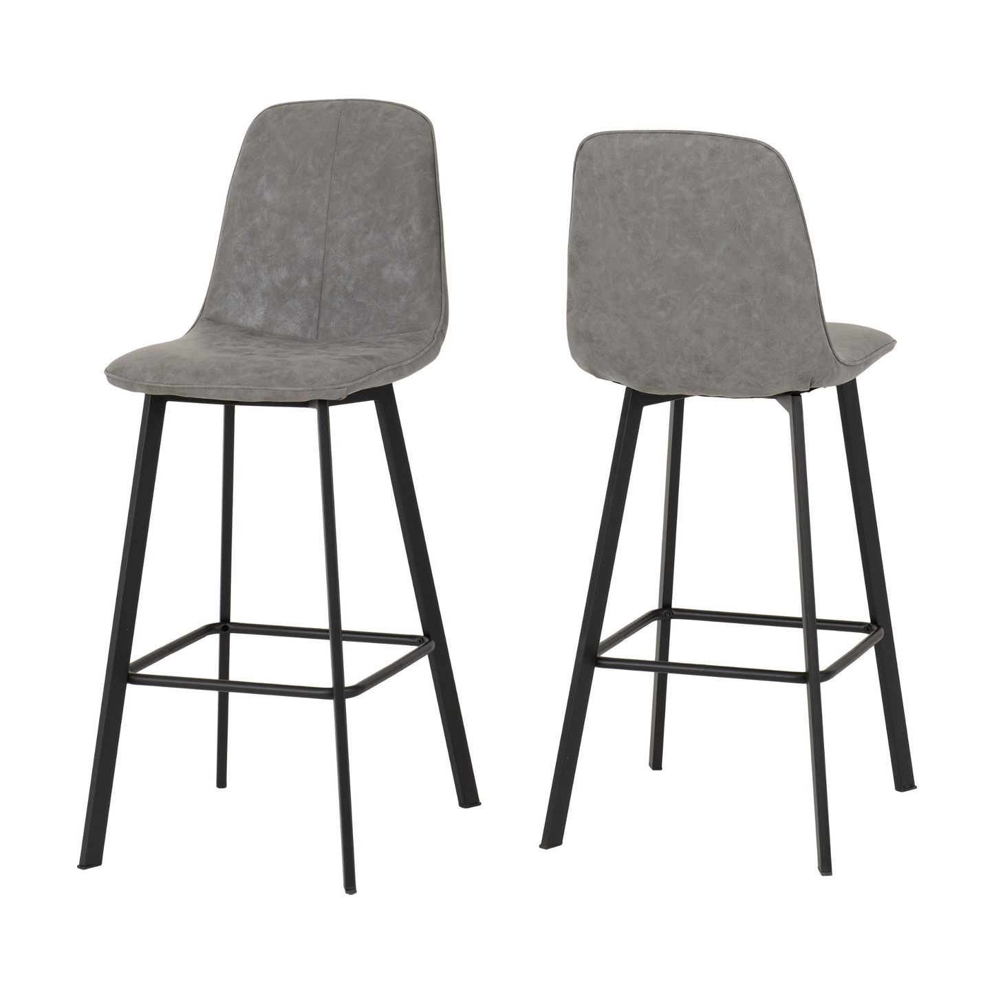 Quebec Bar Table Set - Concrete Effect/Grey Faux Leather