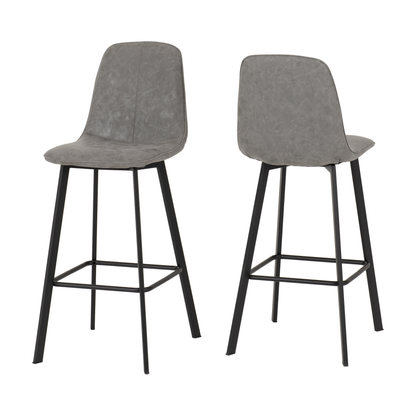Quebec Bar Table Set - Concrete Effect/Grey Faux Leather