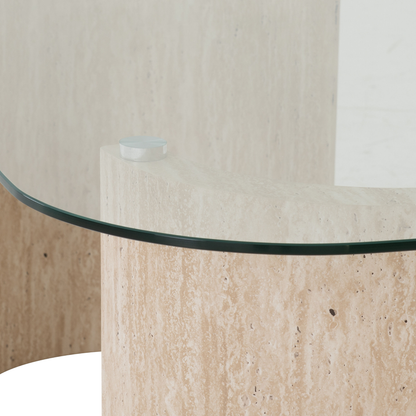 Modena Console Table - Clear Glass & Cream Marble Effect