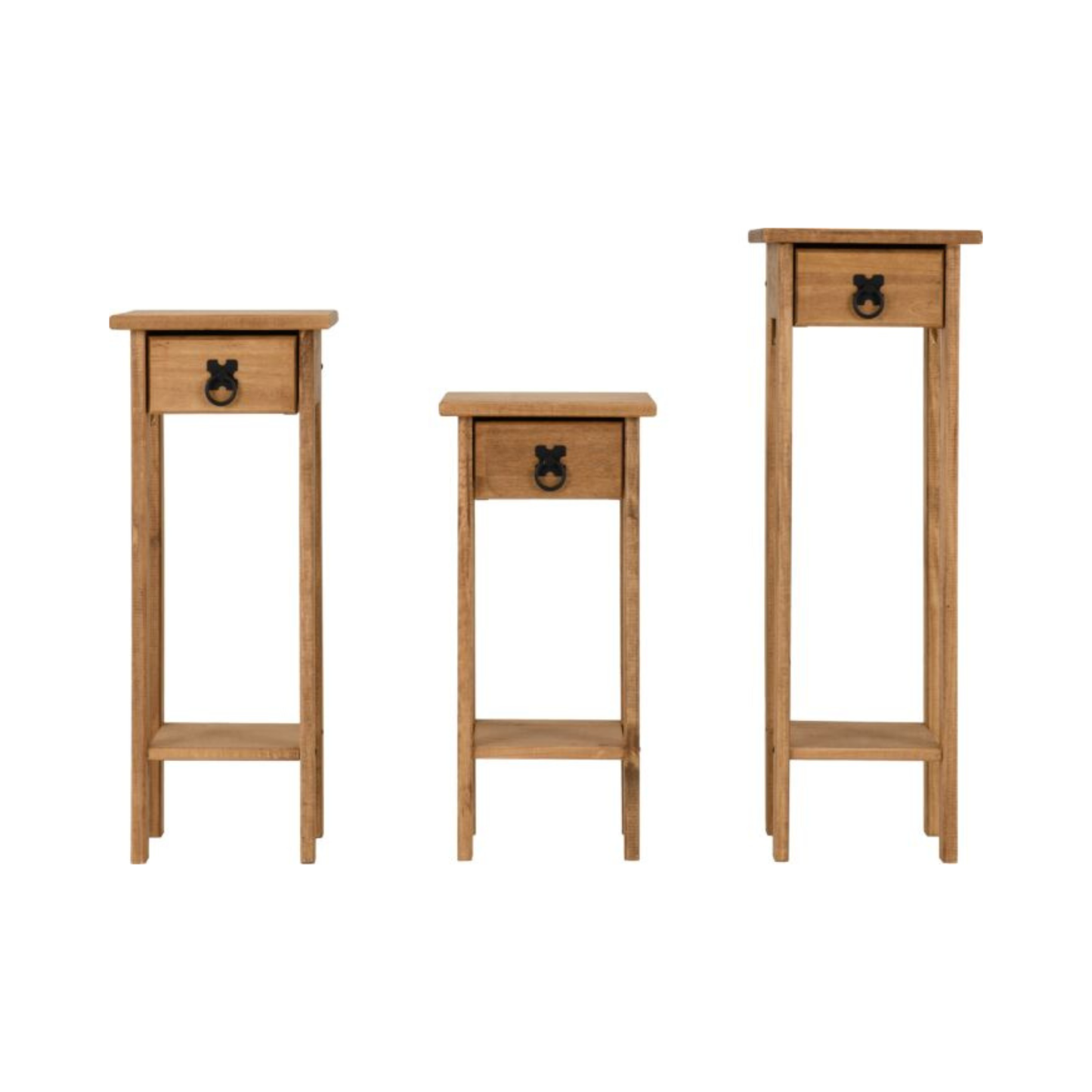 Corona 3x Plant Stands – Distressed Waxed Pine