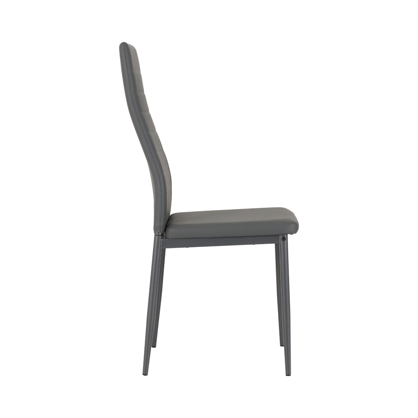 Abbey Small Dining Set (4 Chairs) - Clear Glass/Grey Faux Leather
