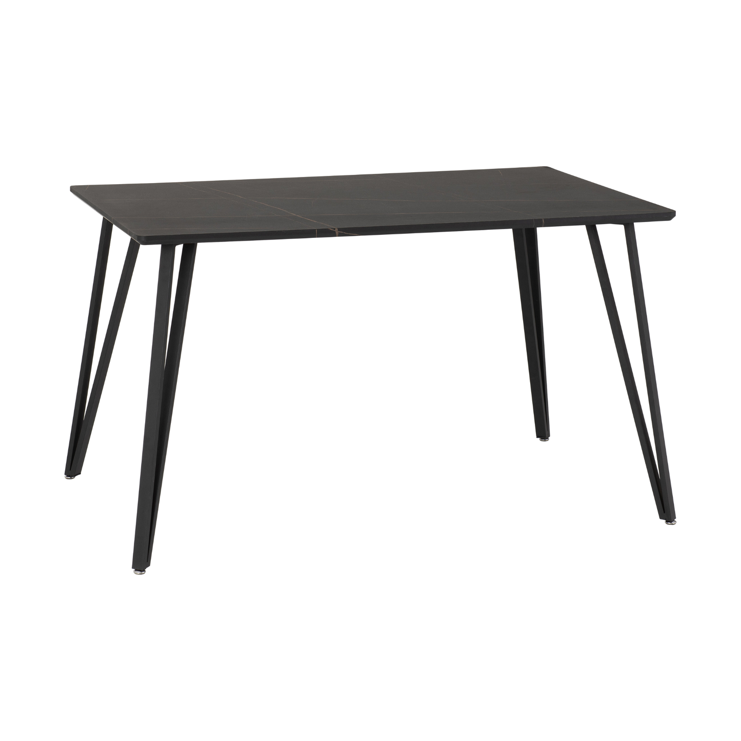Marlow & Athens Dining Set (4 Chairs) - Black Marble/Brown PU