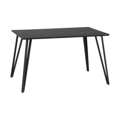 Marlow & Athens Dining Set (4 Chairs) - Black Marble/Brown PU