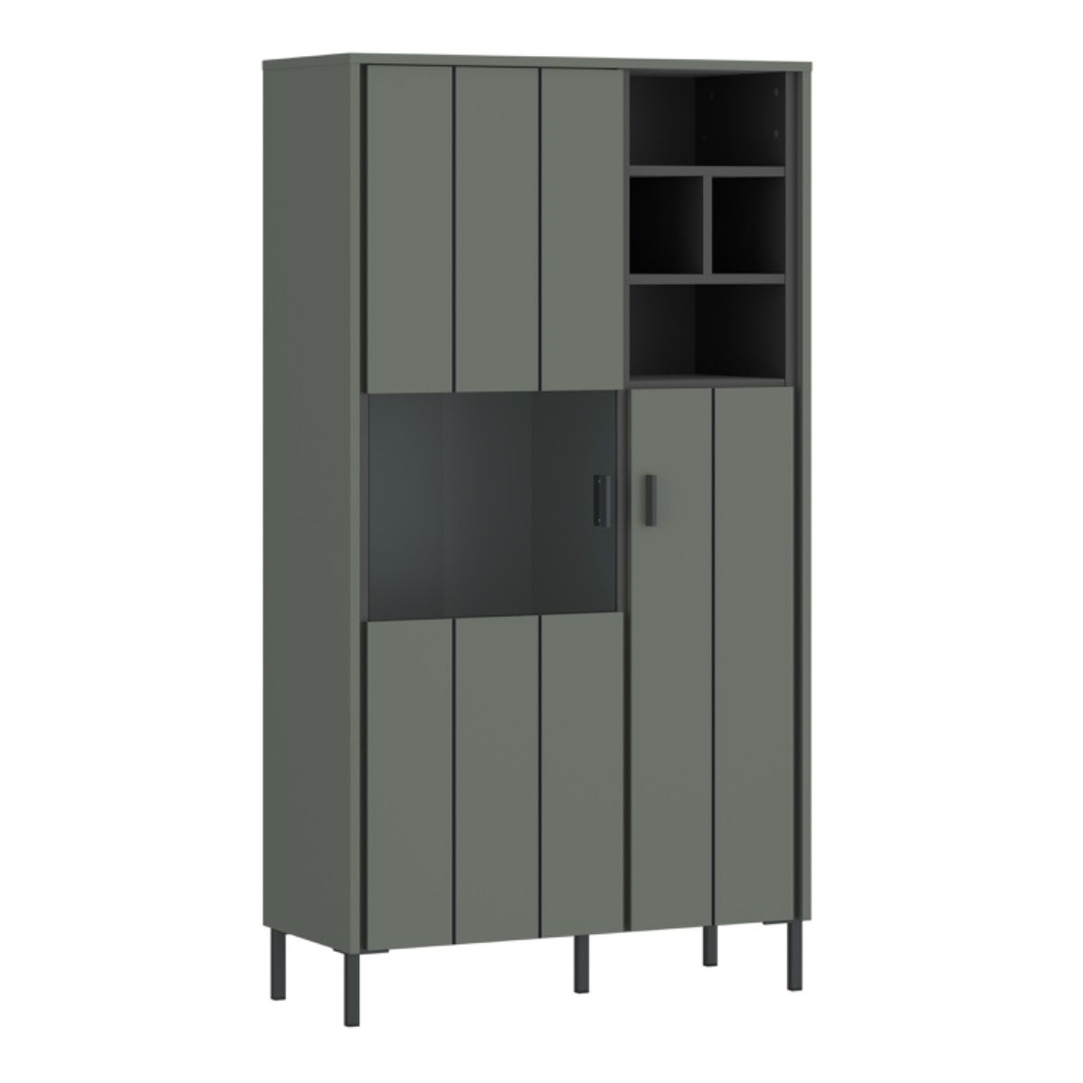 A-Line Display Cabinet with 2 Drawers and 2 Shelves in White Oak