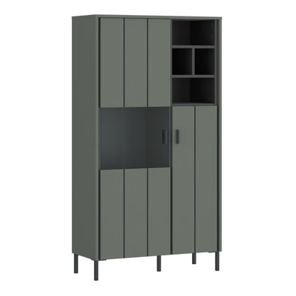 A-Line Display Cabinet with 2 Drawers and 2 Shelves in White Oak