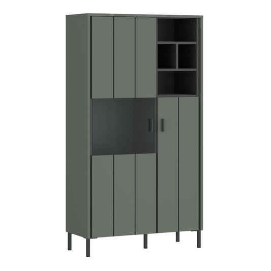 A-Line Display Cabinet with 2 Drawers and 2 Shelves in White Oak