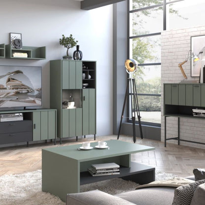 A-Line Display Cabinet with 2 Drawers and 2 Shelves in White Oak