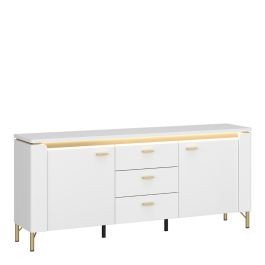 Lazio TV Cabinet 2 Door 3 Drawer in Alpine White/White Gloss