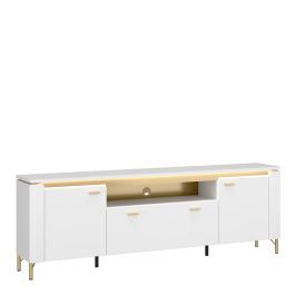 Lazio TV Cabinet 2 Door 1 Drawer in Alpine White/White Gloss