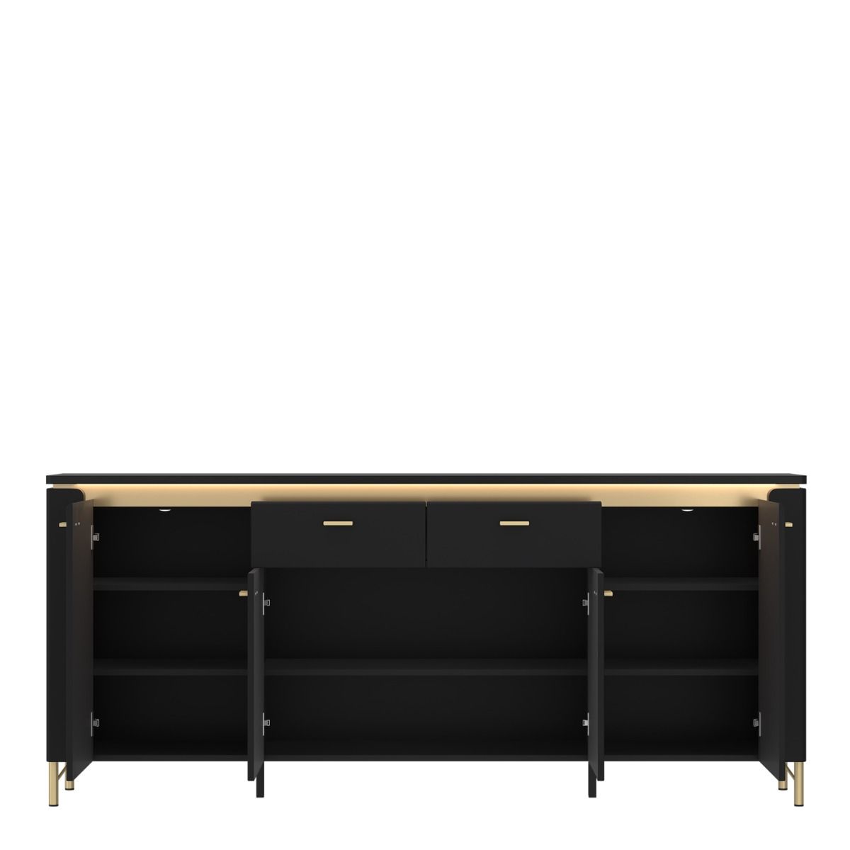 Genoa Sideboard 4 Door 2 Drawer in Black Matt/Gold