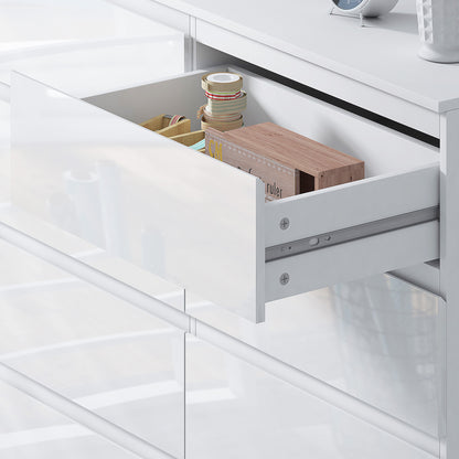 Stora 8 Drawer Wide 4+4 Chest of Drawers – White Gloss Front