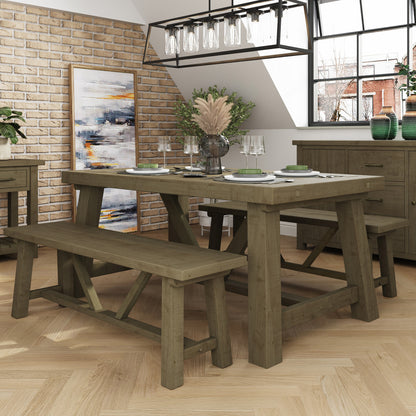 Saltash 1.6m Fixed Top Dining Table – Solid Reclaimed Pine