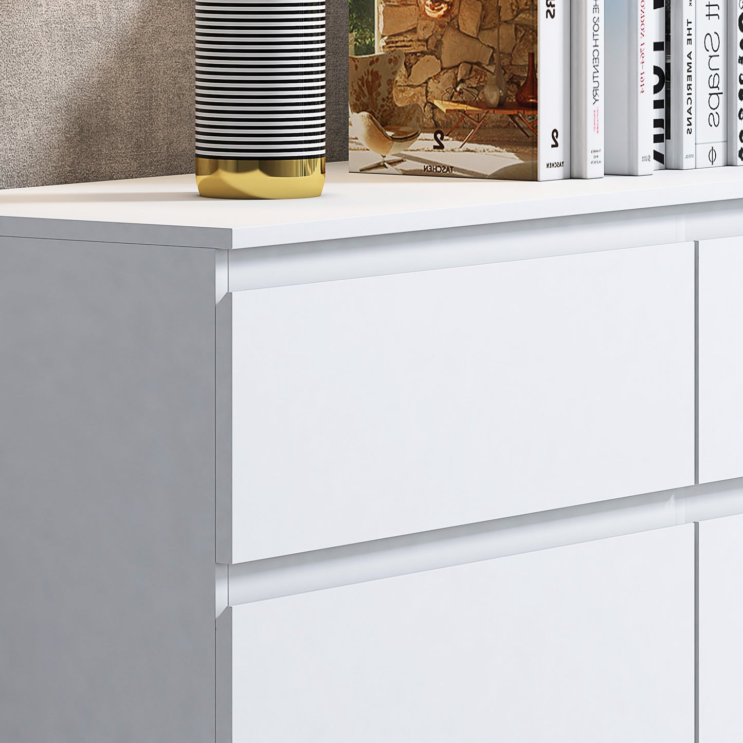 FWStyle Stora 6-Drawer Wide Chest – Matt White