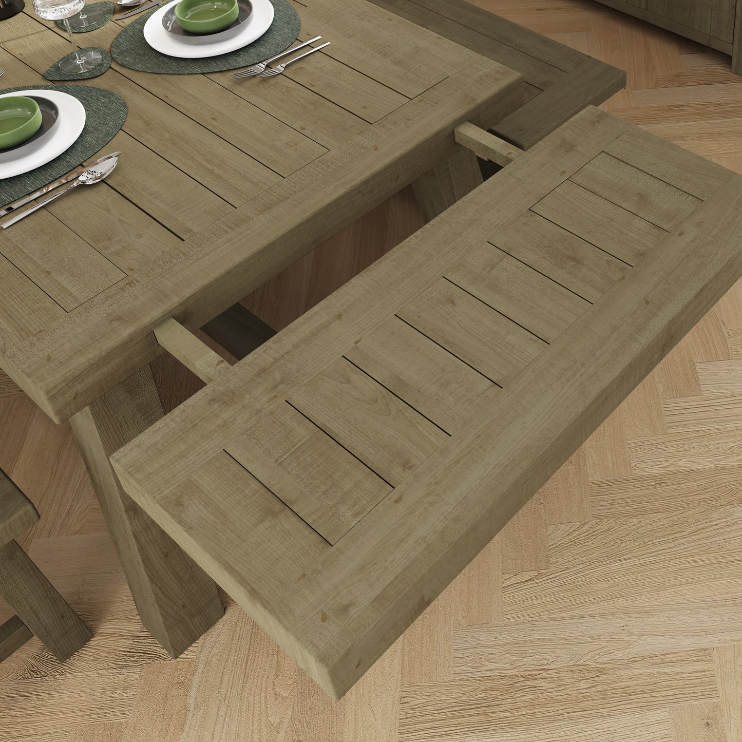 Saltash 2m Fixed Top Dining Table – Solid Reclaimed Pine