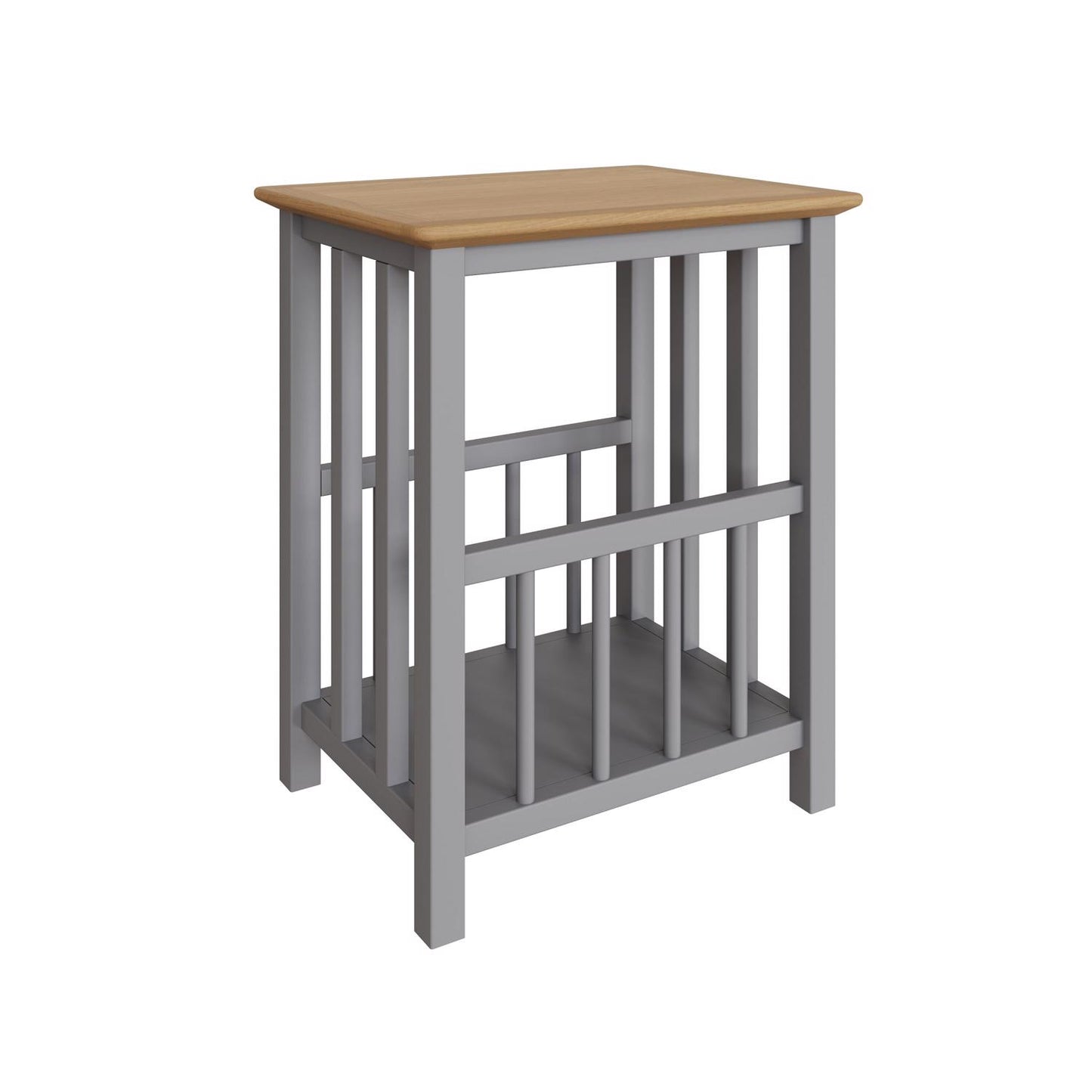 Taberno Dove Grey Magazine Rack & Turntable Stand – Oak