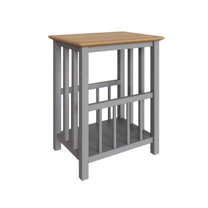 Taberno Dove Grey Magazine Rack & Turntable Stand – Oak