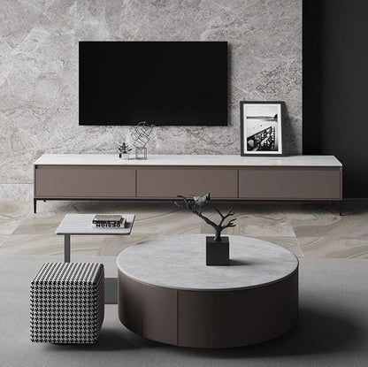 Alvis Coffee Table Set With Stool, Sintered Stone