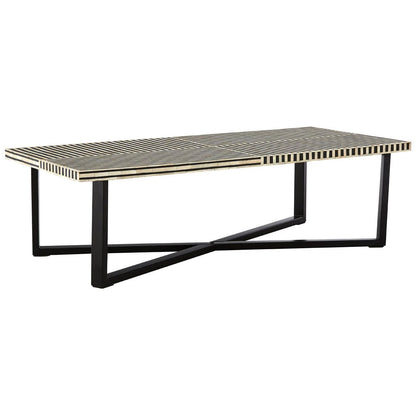Boho Black and White Bone Inlay Coffee Table