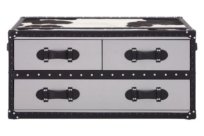 Kensington Townhouse Black And White Genuine Cowhide Coffee Table