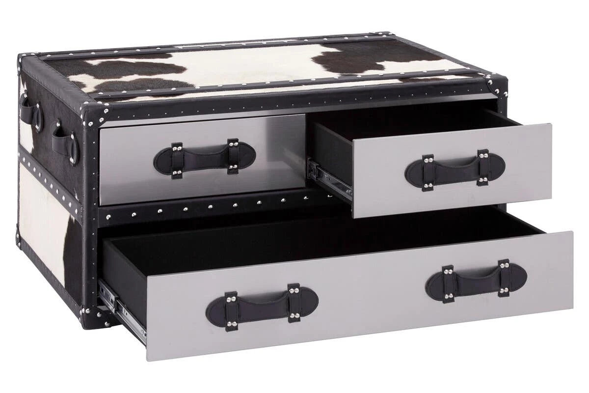Kensington Townhouse Black And White Genuine Cowhide Coffee Table