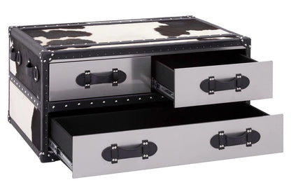 Kensington Townhouse Black And White Genuine Cowhide Coffee Table