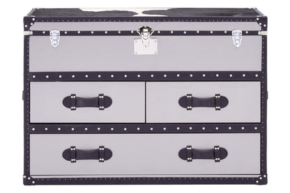 Kensington Townhouse Black And White Genuine Cowhide 3 Drawer Cabinet