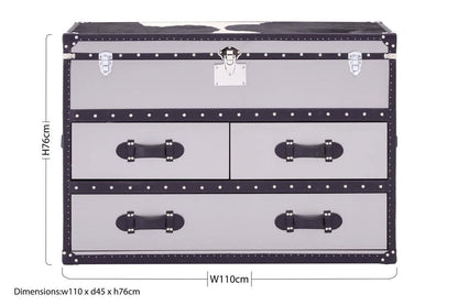 Kensington Townhouse Black And White Genuine Cowhide 3 Drawer Cabinet