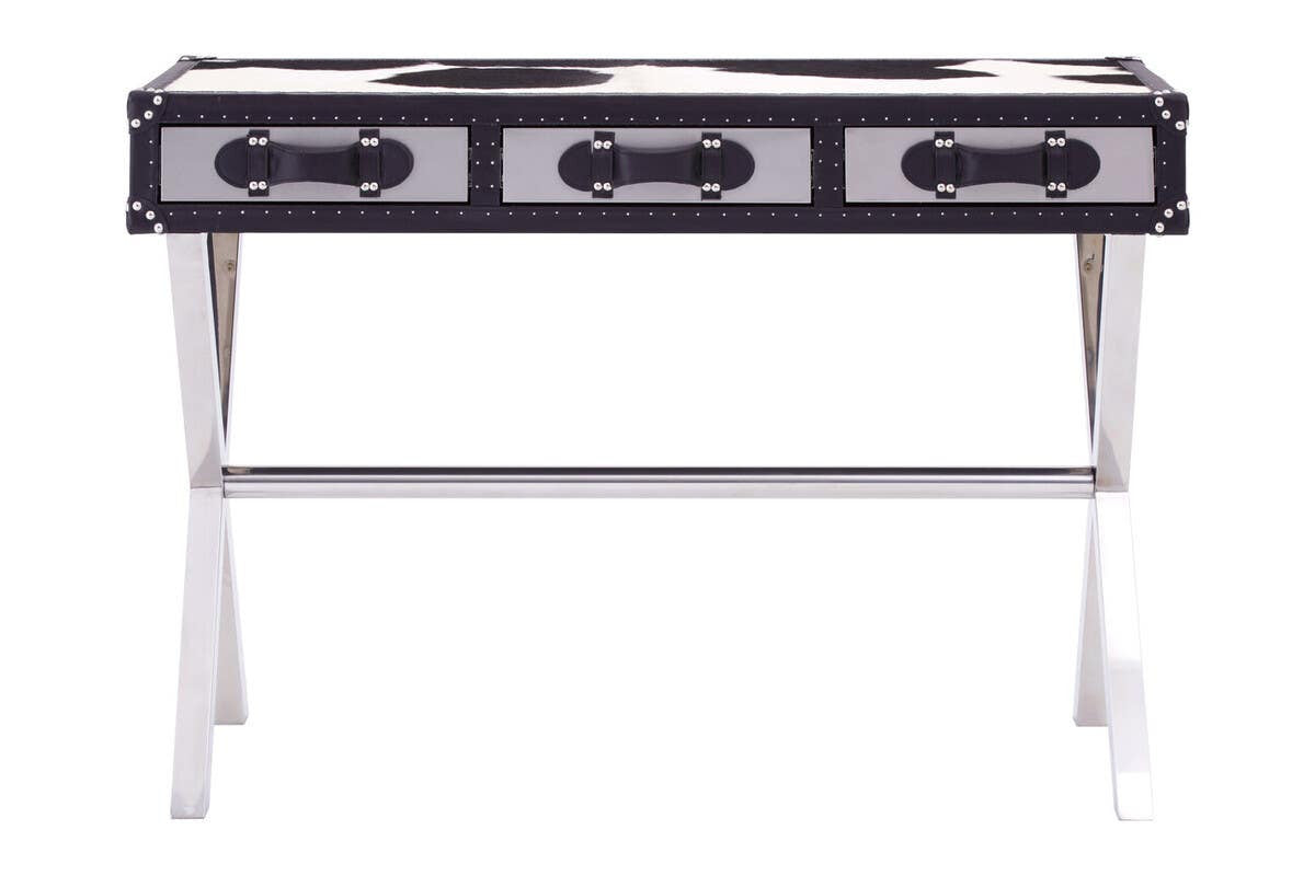 Kensington Townhouse Black And White Genuine Cowhide Console Table