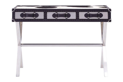 Kensington Townhouse Black And White Genuine Cowhide Console Table