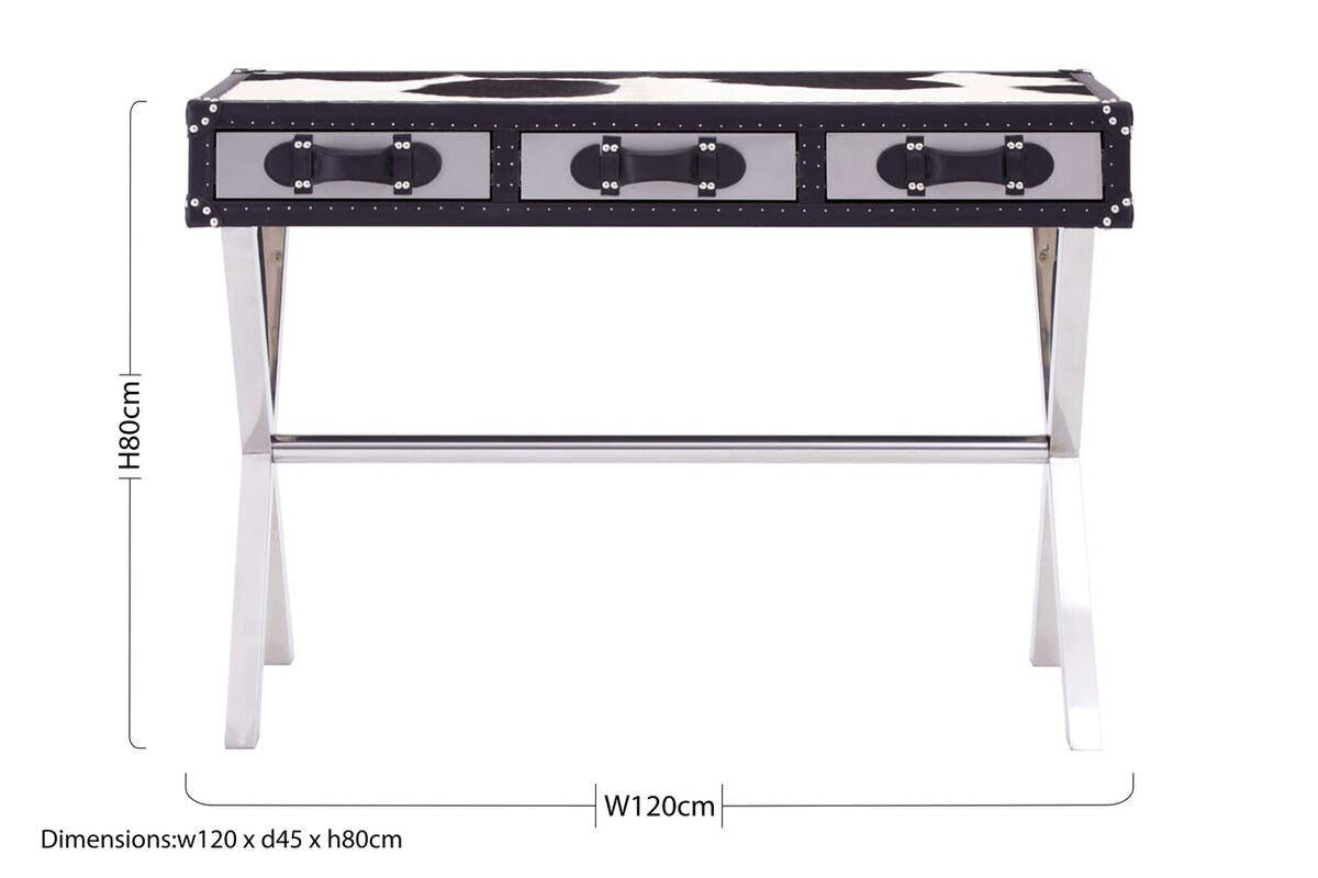 Kensington Townhouse Black And White Genuine Cowhide Console Table