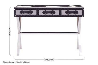 Kensington Townhouse Black And White Genuine Cowhide Console Table