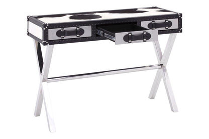 Kensington Townhouse Black And White Genuine Cowhide Console Table