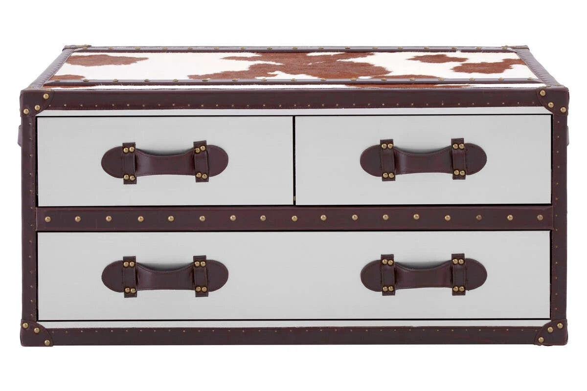 Kensington Townhouse Brown And White Genuine Cowhide Coffee Table