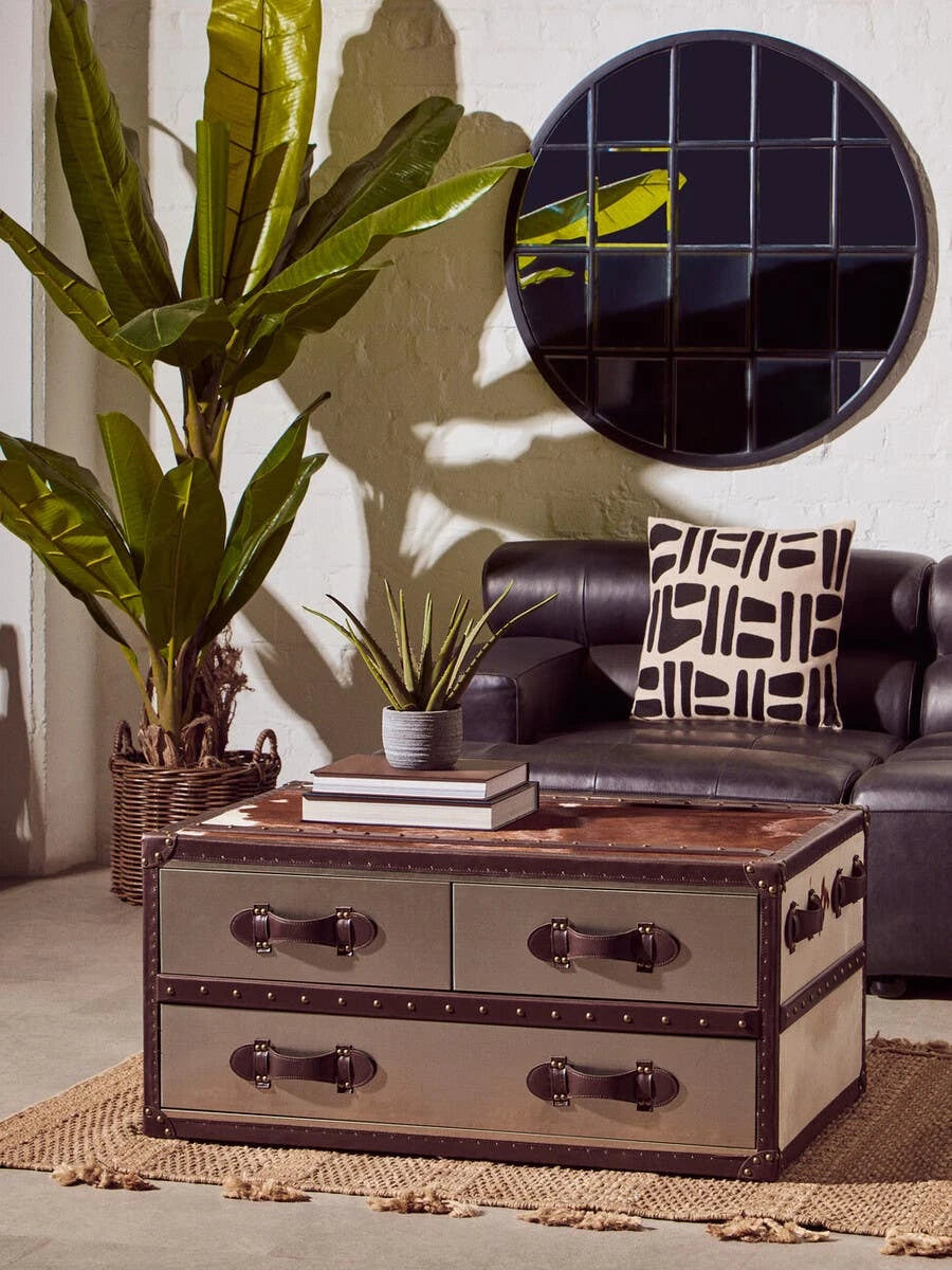 Kensington Townhouse Brown And White Genuine Cowhide Coffee Table