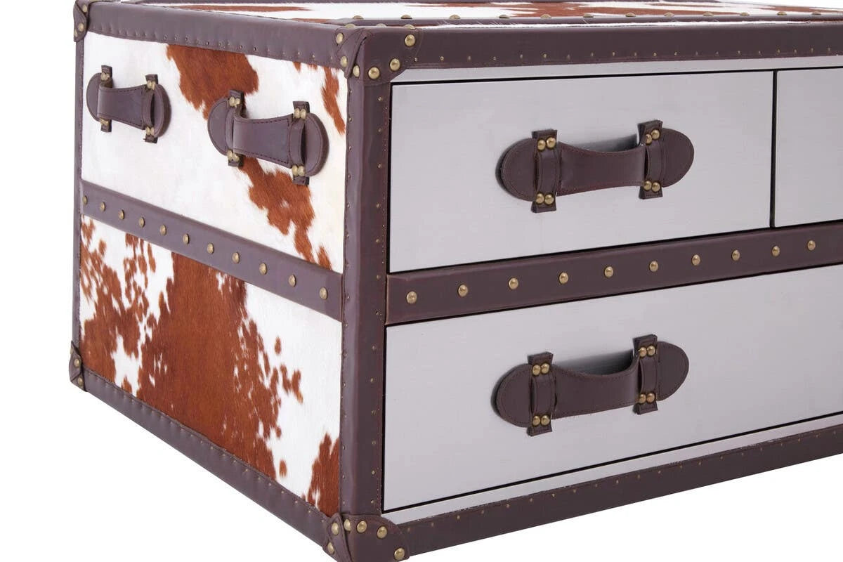 Kensington Townhouse Brown And White Genuine Cowhide Coffee Table