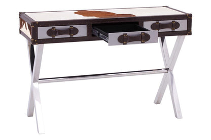 Kensington Townhouse Brown And White Genuine Cowhide Console Table