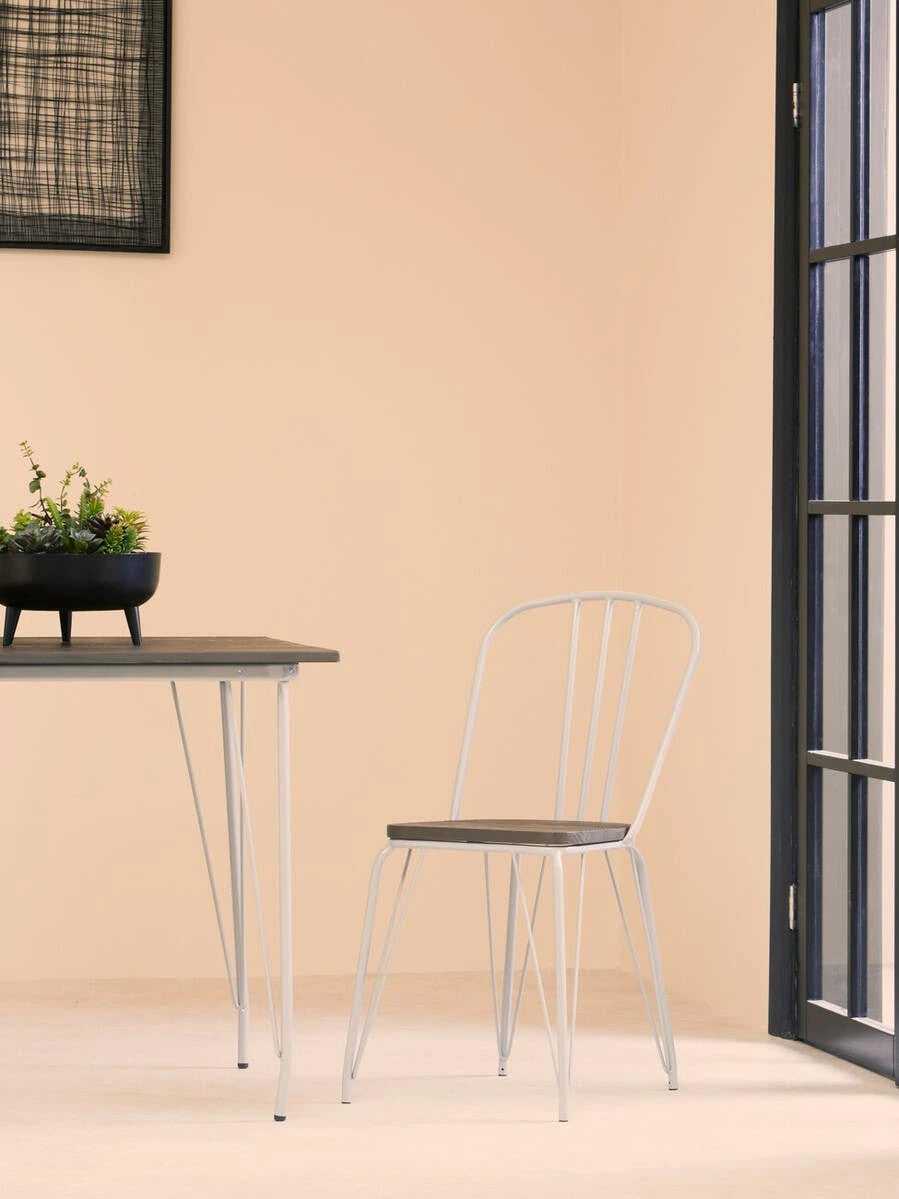 District Grey Metal Frame And Elm Wood Chair