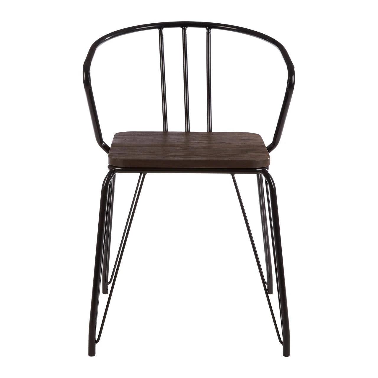District Black Metal And Elm Wood Armchair