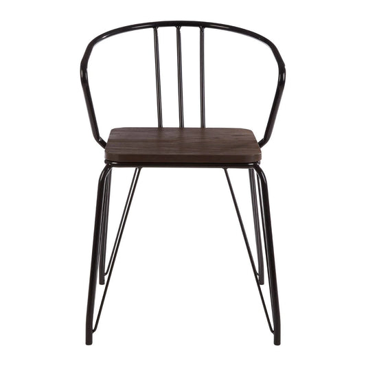 District Black Metal And Elm Wood Armchair