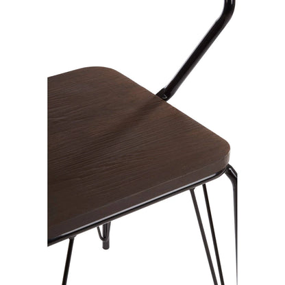 District Black Metal And Elm Wood Armchair