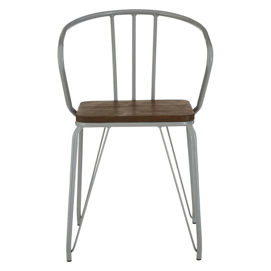 District Grey Metal And Elm Wood Armchair