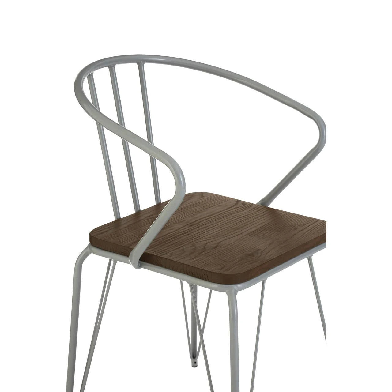 District Grey Metal And Elm Wood Armchair